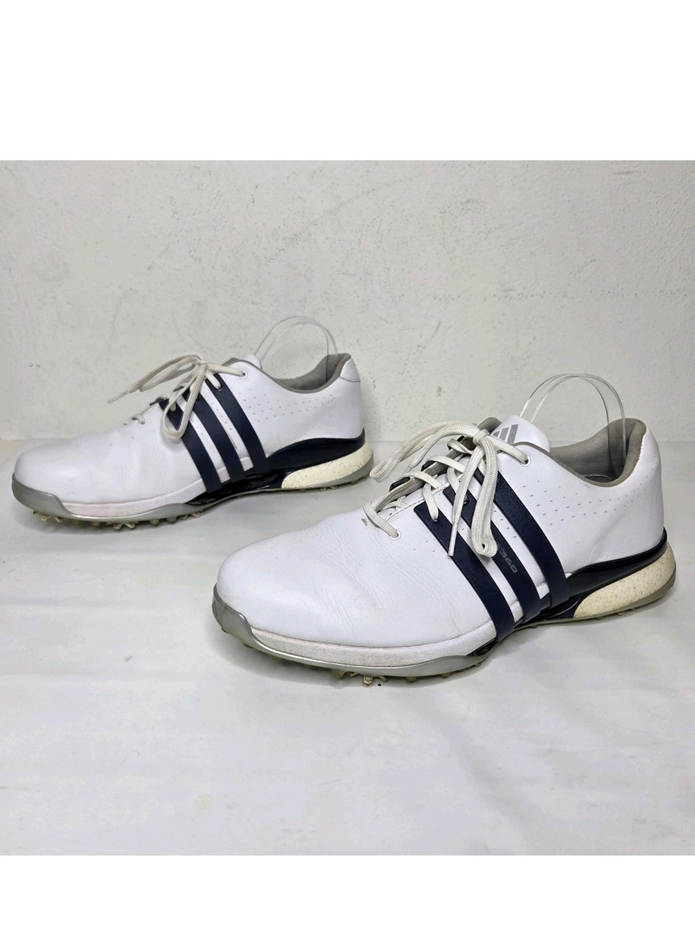 Adidas Tour 360 24 Boost Golf Shoes Mens 13 White Navy Spiked Modern Classic